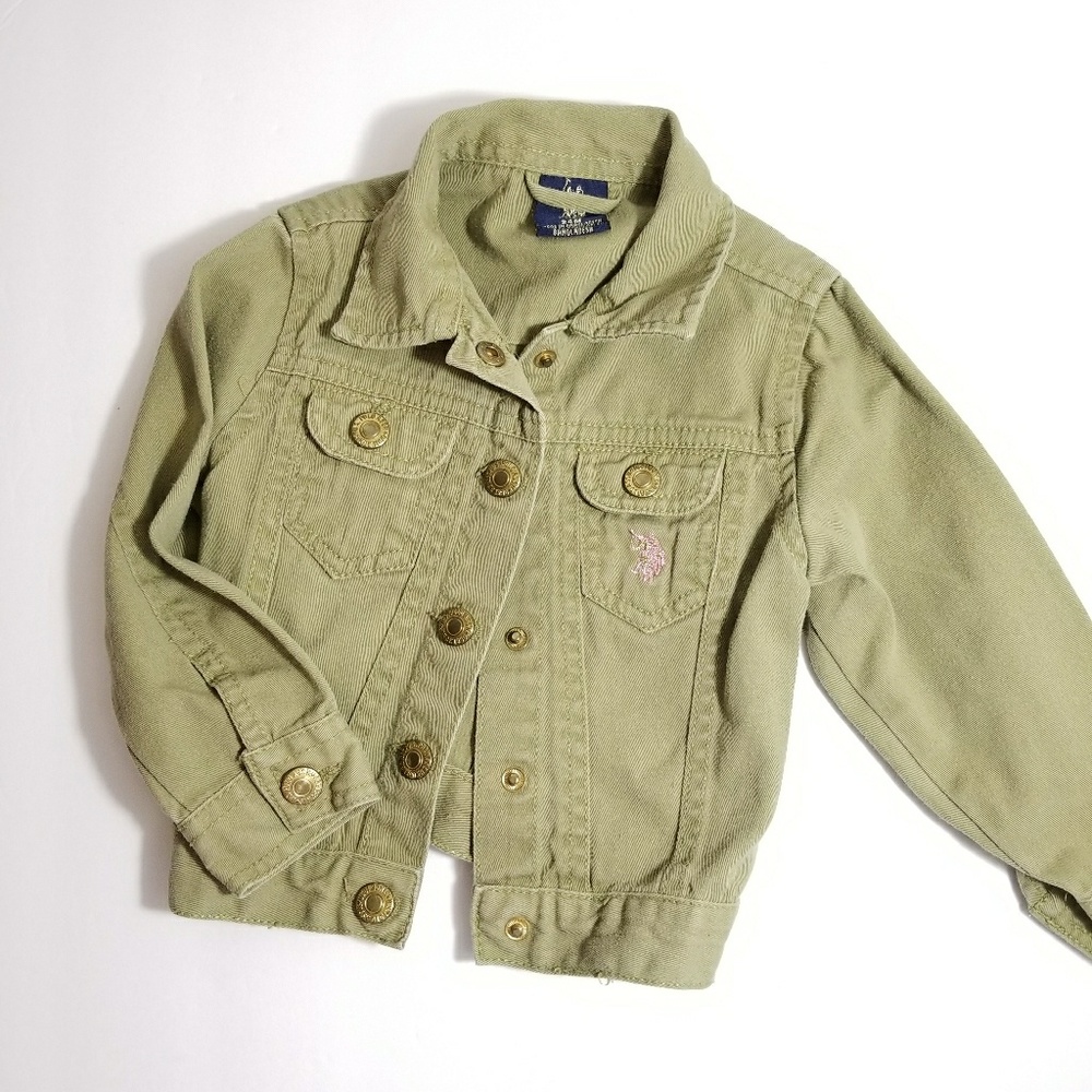Hunter green baby girl polo denim jacket Sz 24M